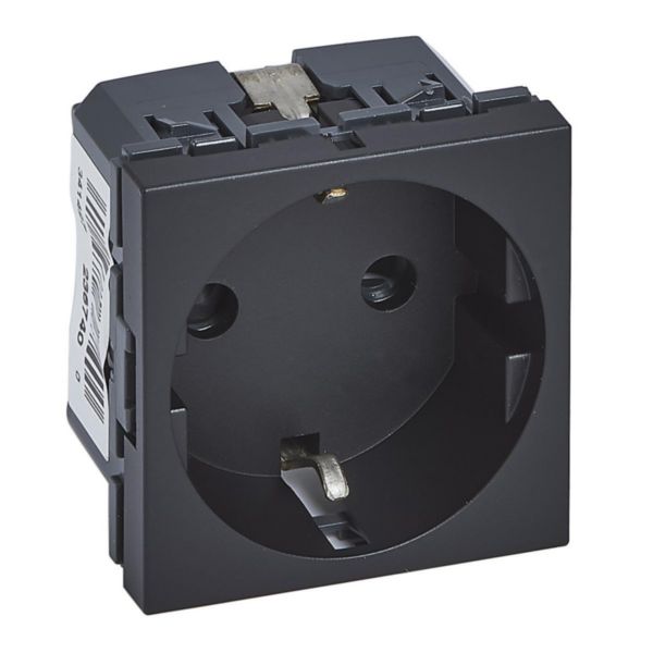 MOSAIC πρίζα ρευματος ασφαλείας 2Π+Γ μαύρη 079351L